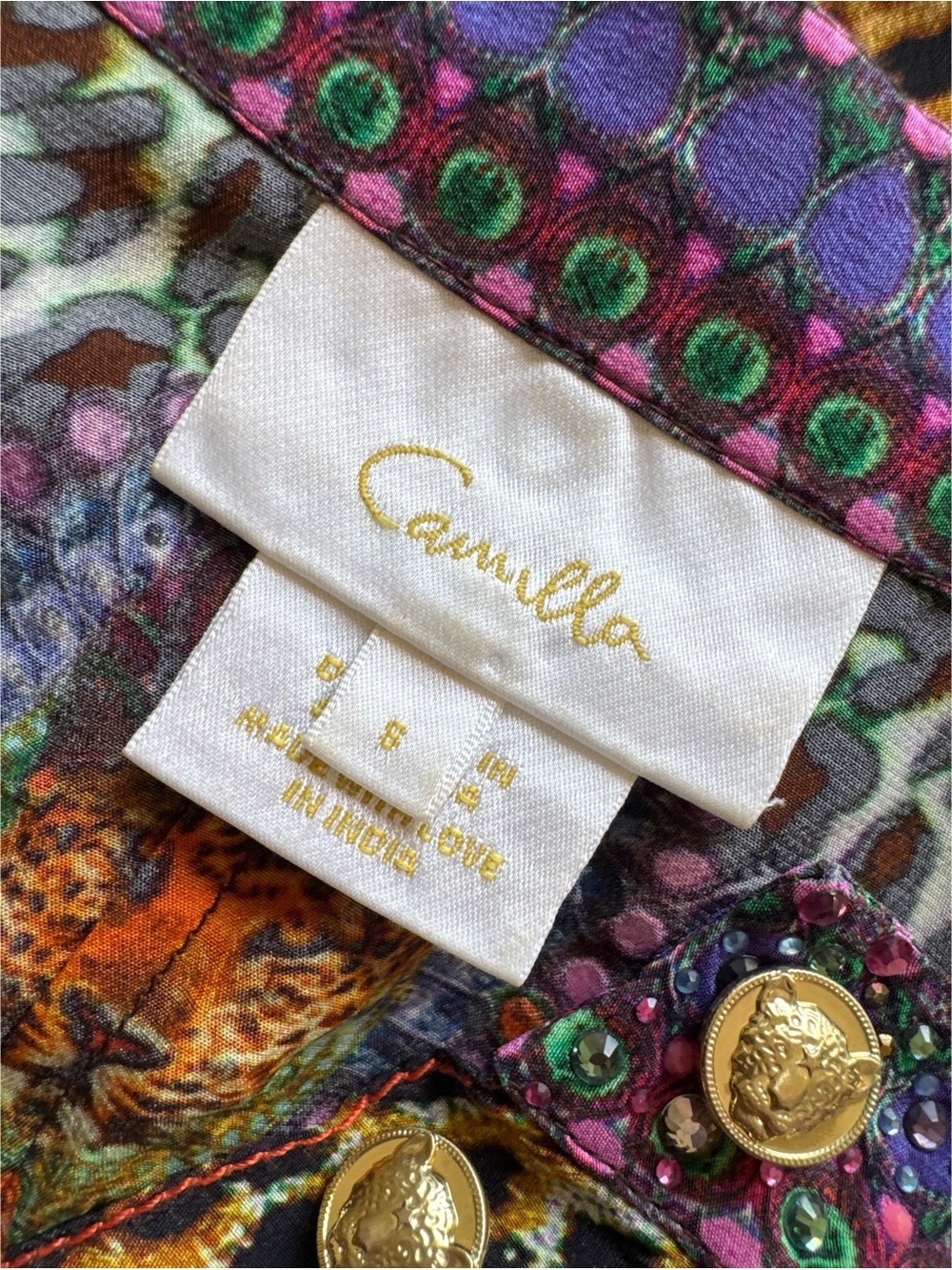 Camilla Xanadu Button Front Silk Dress Size Small - Picture 7 of 8